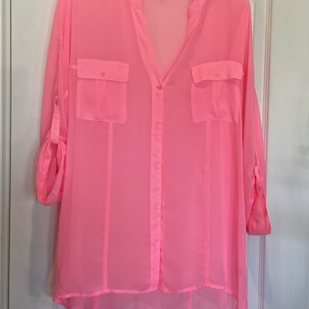 Candie's Vibrant Pink Sheer Blouse